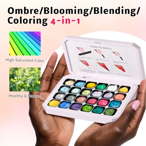Ombre Gel Polish Palette,24Colors Pat Gel Paint Nail Art Kit Sponge Patting - size: 24 Colors A