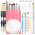 25Pcs Nail Art Brushes Set, Palette, Stand & Dual Pen