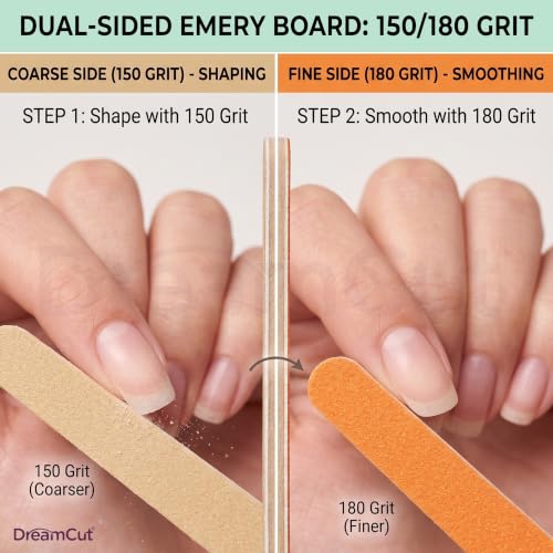 DreamCut 20 Pack Emery Boards, 150/180 Grit, Manicure Pedicure Nail Files