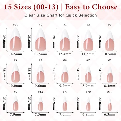 White French Tip Press on Nails,Long Stiletto Nails,Nude Base - color: White French Tips in Nude Base