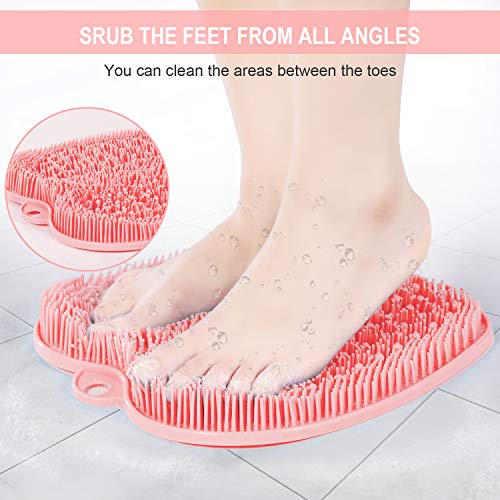 BESKAR XL Larger Shower Foot Scrubber Mat with Non-Slip Suction Cups - color: Pink