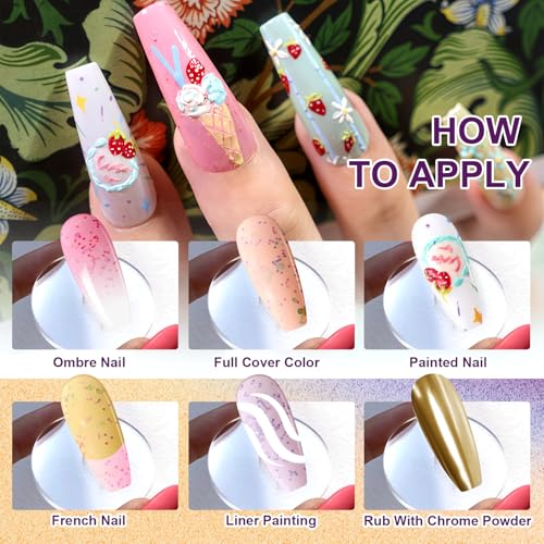 Gradient Painting Gel, 9 Colors Ombre Gel Nail Polish for 3D Sculpture Gel - color: Candy Cane Cream
