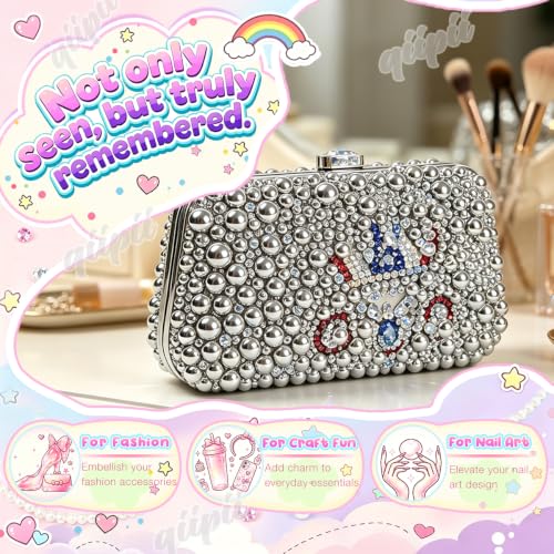 qiipii 2-10mm Shiny Silver Flatback Half Pearls Nail Charms Half Round Gems - color: Silver, size: AB Coating Half Pearls