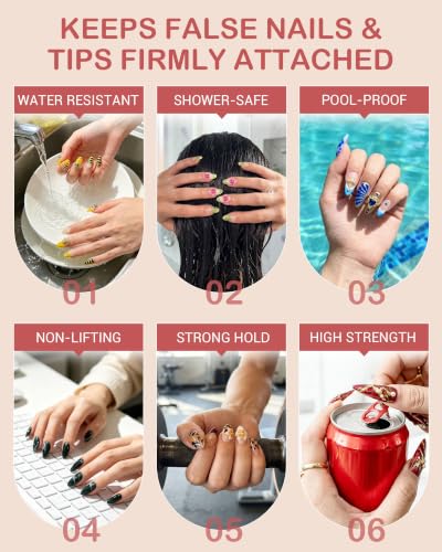 【Upgraded】 Super Strong Nail Glue+Nail File for Press On Nails