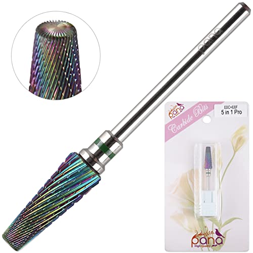 PANA 5-in-1 Pro Upgraded Multi-Function Drill Bit 3/32" Shank Size - (Rainbow, 2X Coarse to 2X Fine) - Mix Size Tungsten Drill Bit Fast Remove Acrylic Hard Gel Nail for Manicure Pedicure - color: Rainbow, size: Pro Upgraded