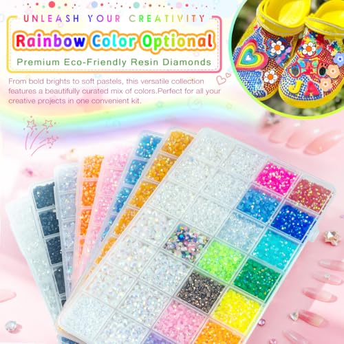 qiipii Light Blue AB Resin Rhinestones w B7000 Glue for Crafting Bedazzling 2mm-6mm Flatback Colorful Jelly Stones Diamonds Gems Bedazzler Kit for Nails Face Eyes Makeup Tumblers Bottles Crafts Shoes - color: Light Blue, size: Jelly