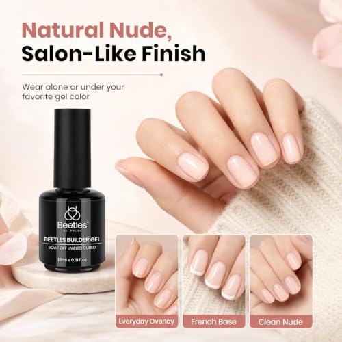 Beetles Builder Gel for Nails, 8 in 1 Natural Nude Translucent Color - color: 1- B - Natural Nude