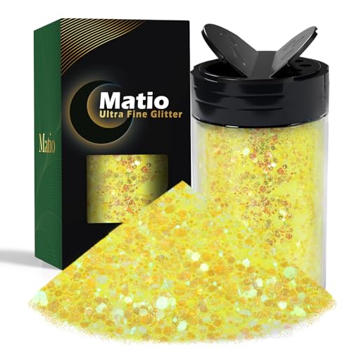 Matio Iridescent Chunky Glitter 7.8oz/220g IRI Yellow Craft Glitter - color: I-Iri Yellow