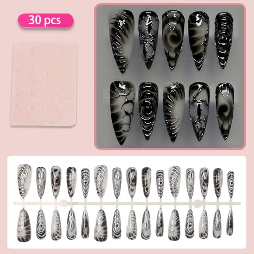 30pcs Gothic Press On Nails Halloween Eye Design Acrylic Fake Nails - color: Halloween Press on Nails 16