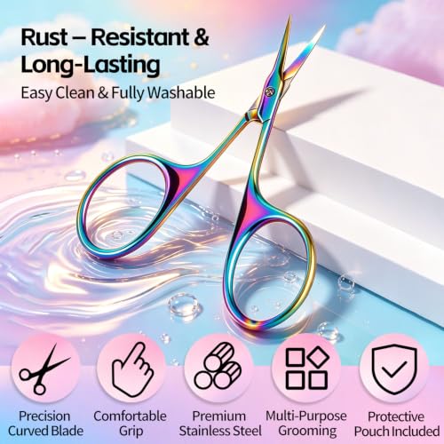 Curved Cuticle Scissors, Extra Fine Tip Nail Scissors, Professional Manicure Scissors for Cuticle Care, Hangnails, Russian Manicure, Eyebrows, Dry Skin & Nail Grooming