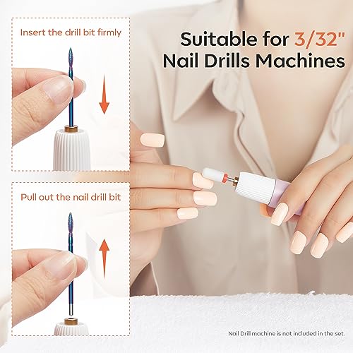 Modelones 24Pcs Nail Drill 3/32” Ceramic Diamond Carbide Nail Drill Bits - size: Nail Drill