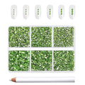 Beadsland Flatback Rhinestones, Light Green, 7200pcs Mixed 6 Sizes - color: Light Green