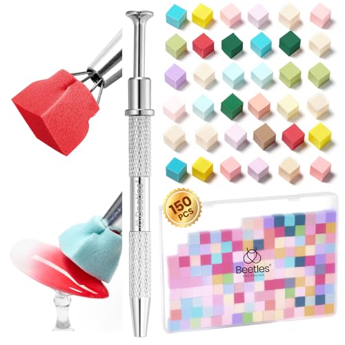 Beetles 150Pcs Soft Nail Sponges for Ombre, Colorful Nail Sponge - color: B- Multicolor-150