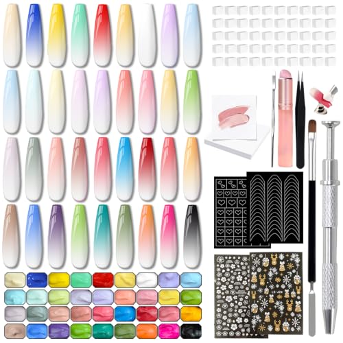 Ombre Gel Polish Palette,36Colors Pat Gel Paint Nail Art Kit Sponge Patting - size: 36 Colors