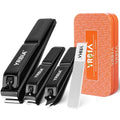 4 Piece Ultra Sharp Nail Clipper Set with Glass File & Tin Box, Black - size: 4-piece set