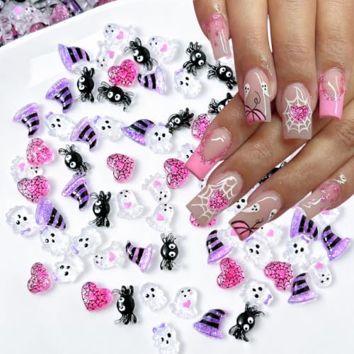 50Pcs Cute Halloween Nail Charms 3D Mixed Resin Nail Rhinestones - color: Color-1