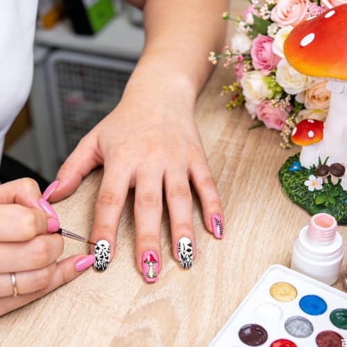 6 Sheets Nail Stamping Plate Mushrooms Nail Art Stamp - color: Mushrooms