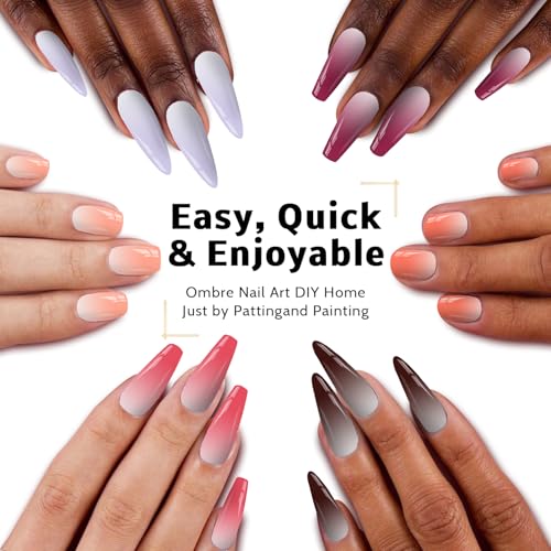 Ombre Gel Polish Palette,24Colors Pat Gel Paint Nail Art Kit Sponge Patting - size: 24 Colors B