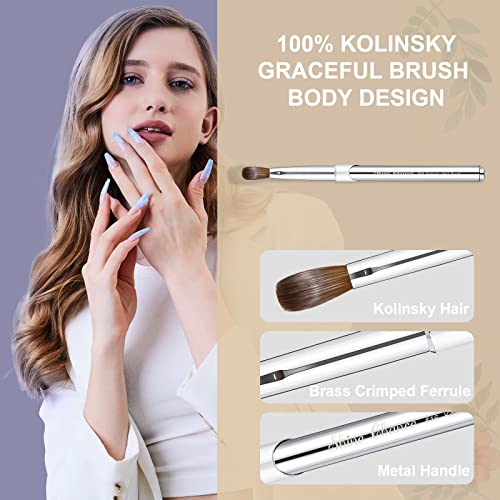 Acrylic Nail Art Brush Size 8, 100% Pure Kolinsky Hair Oval Nail Brush for Acrylic Application, Professional Nail Extension Manicure Tool Striping Nail Drawing Pen for DIY Home Salon - size: #8