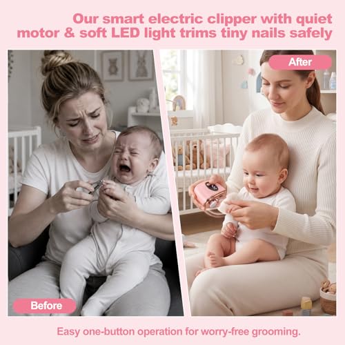Electric Nail Clippers Automatic Nail Trimmer with Clip Storage Pink - color: Pink
