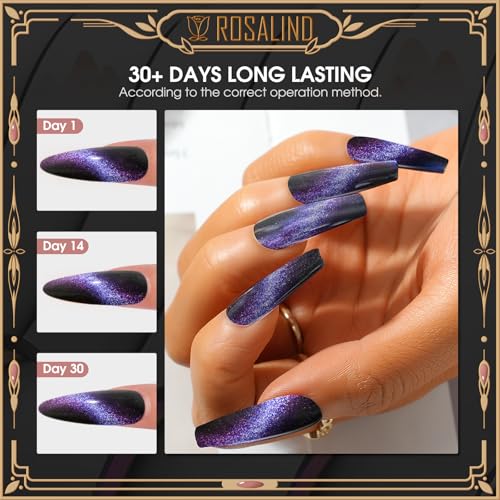 ROSALIND 6 Colors Cat Eye Gel Nail Polish, Magentic Gel Polish with Magnet - color: 9D Cat Eye