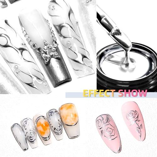 8ml Metallic Painting Nail Polish Gel,Ultra Mirror Silver - color: Ultra Mirror Silver