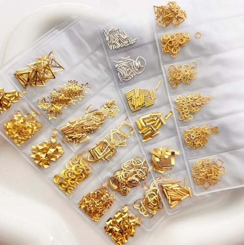 3D Nail Charms Mix Gold Nail Charms for Nails Gold Flatback Nail Pearls Nail Charm Gems Pearls for Nails Jewelry for DIY Nails Art Supplies Accessories Crafts Decorations for Women Girls - color: Rhinestone 08