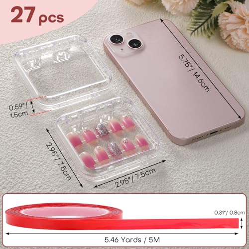 Noverlife 27PCS Press On Nail Packaging Box, Clear Press On Nail Container - color: 27PCS - Rounded Corners