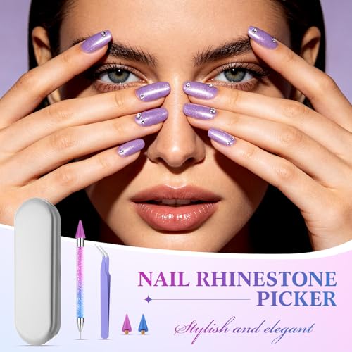 Tatuo Rhinestone Picker Tool Bedazzling Pen Dual Head, Gradient Blue Purple - color: Gradient Blue Purple