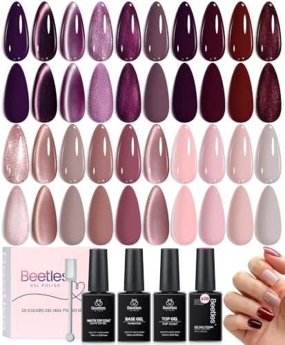 Beetles Purple Gel Nail Polish Set, 24 Pcs 20 Colors Purple Mauve Burgundy - color: Soirée Queen