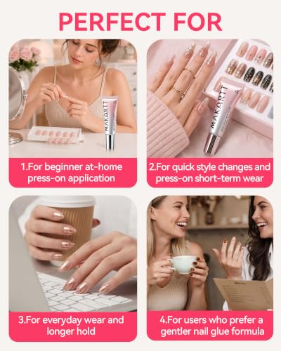 Makartt Press on Nail Glue: 30ML 2 Pcs Large Tubes, Semi-Solid, 20s Air Dry - size: 30ML*2 Packs