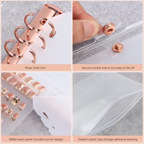 Press On Nail Book Organizer, A5 Nail Storage Binder with Display Pages