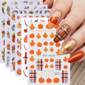 6 Sheets Fall Nail Stickers 3D Self-Adhesive Thanksgiving Nail Decals Autumn Maple Leaf Nail Art Stickers Pumpkin Fruit Fallen Leaves Sunflower Nail Design for Women Holiday DIY Manicure Accessories - color: Fall