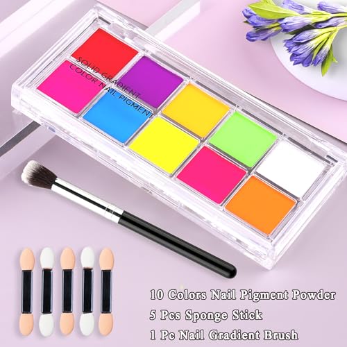 Neon Nail Pigment Set 10 Colors Ombre Powder Extra Fine Glitter