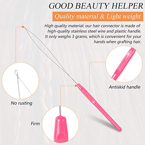 Chuangdi 20 Pieces Hair Extension Loop Threader Hook Needle Tool, Pink - color: Pink