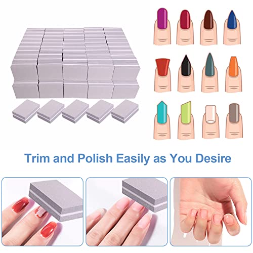 Nail Buffers (100 Pack), Mini Buffer Block Nail File for Acrylic Nails and Natural Nails, 100/180 Grit Nail Buffer Block Bulk Buffing Blocks for Nail Buff Professional Manicure File Blocks Set Gray - size: 100 Pcs Mini 100/180 Grit Gray/White