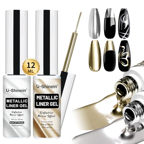 Metallic Mirror Painted Drawing Gel,Silver&Bronze Gold Metal - color: Mirror Silver+Bronze Glod