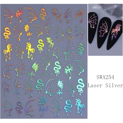 Halloween Dragons Nail Stickers for Nail Art, Laser Nail Decals 5Sheets - color: Halloween 14