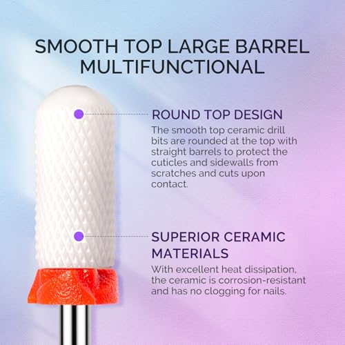 MelodySusie 3Pcs Nail Drill Bits Set, 3/32'' Tungsten Ceramic Bits, Flame Hexagon, Flat Top Small Barrel and Smooth Top Large Barrel Bits, Suitable for Manicure Pedicure Cuticle Gel Acrylic Remover - size: E Set
