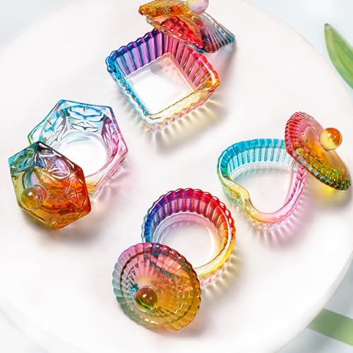Nails Tips Art Dappen Dish with Lid Acrylic Liquid Powder Dappen Monomer Dish Glass Crystal Cup Glassware Tools for Professional Use and Home Use (clear, heart-shaped)