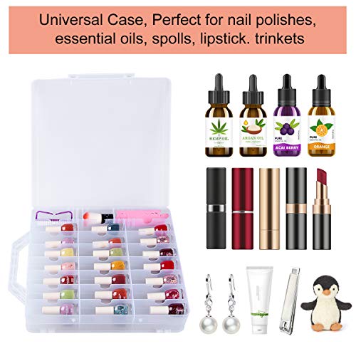 SUBAY Portable Nail Polish Organizer, Clear Double Side Nail Polish Holder,Gel Nail Storage for 48 Bottles with 6 Adjustable Dividers in Each Side Space Saver - size: 1 Piece Clear