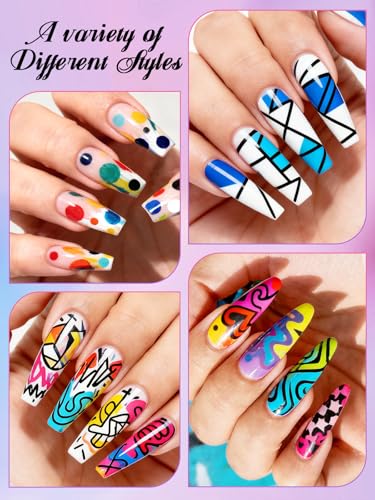 Kalolary 24 Color Nail Art Markers Set 3D Nail Art Pens Point Nail - color: 24 Color_B