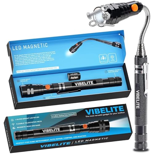 VIBELITE Extendable Magnetic Flashlight Magnet Pickup Tool, Gifts for Men
