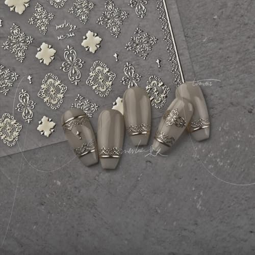5D Embossed Nail Stickers, Premium Salon-Quality Self-Adhesive 3D Nail Art Decals, Refined Classic Designs for Easy DIY Manicure (Couture Gold) - color: Couture Gold