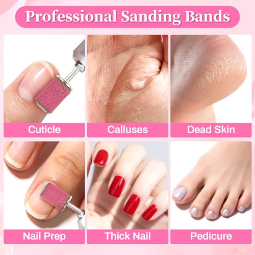 150 Sanding Bands for Nail Drill - 120/180/240 Grit with Drill Bit - size: 6mm