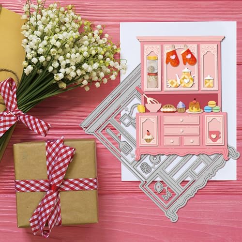 GLOBLELAND Cabinets Cutting Dies Bakery Metal Die Cuts Dessert Coffee Cutting Embossing Templates for Scrapbooking Craft Paper Cards Making - style: Cabinet