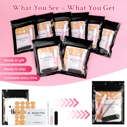 20 Sets 7-in-1 Press On Nail Prep Kit, Nail Prep Application Disposable Kit - color: Black