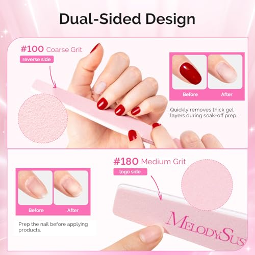MelodySusie 10Pcs 100/180 Grit Nail Files Emery Boards Set Pink - size: 10Pcs Mix Shape
