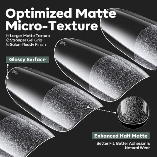 Modelones Medium Round Nail Tips 360pcs Soft Pre-etched Oval Press On Nail - color: A8-Medium Round Oval