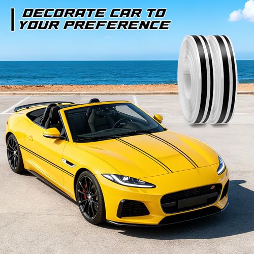 Spurtar Car Pinstripe Tape, 2 Rolls x 32Ft Black Racing Stripes Automotive - color: black